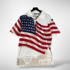 Royale Air‎ American Flag Capitol Polo Shirt Mens Large Patriotic USA Cotton